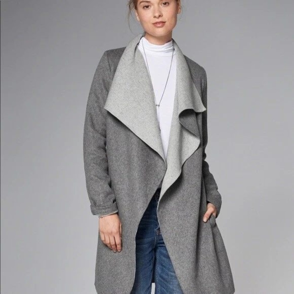 Abercrombie & Fitch Wool Blend Wrap Coat, Women S, Grey Belted Trench, MSRP $200